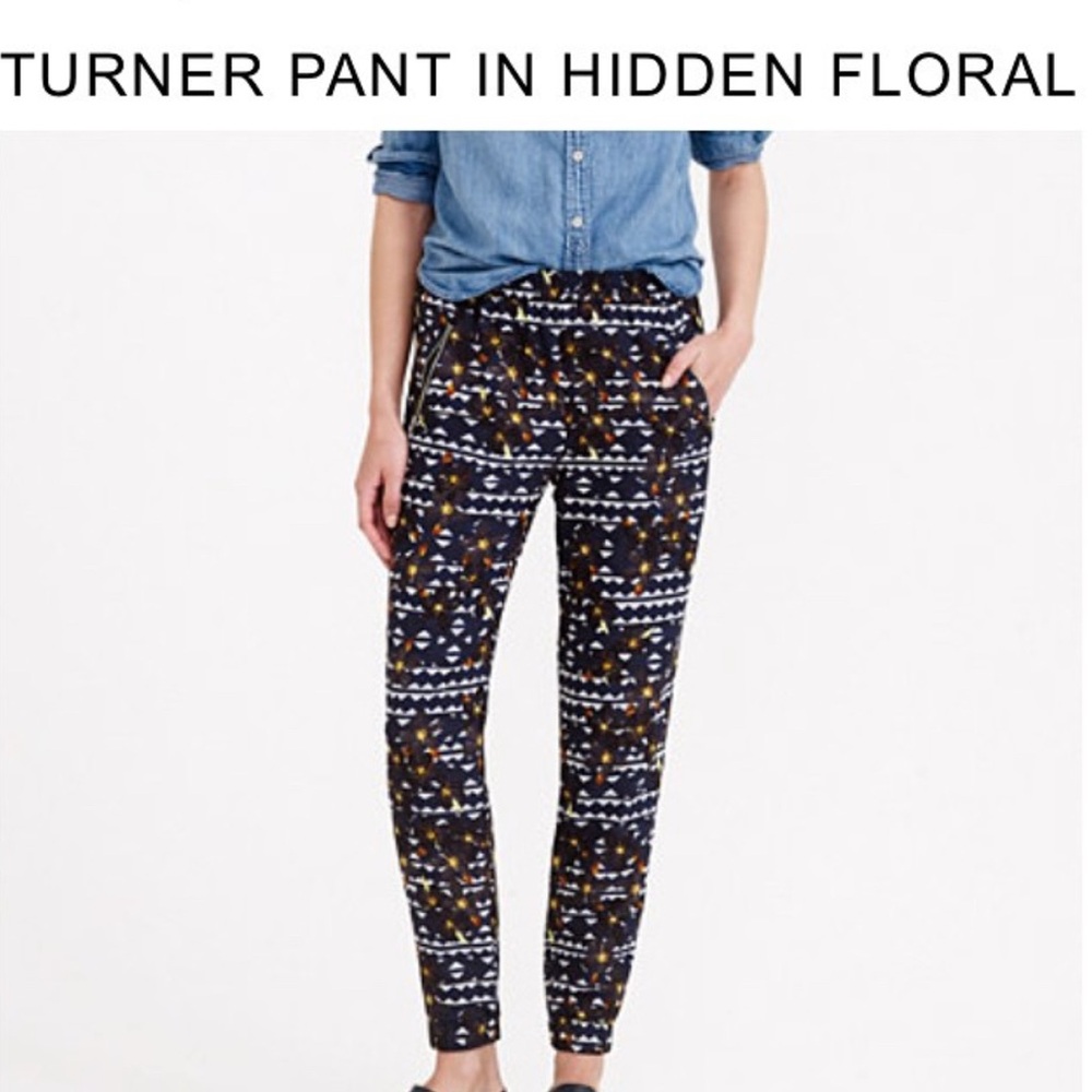 J. Crew dark floral joggers Pants with Tapered Leg size 6